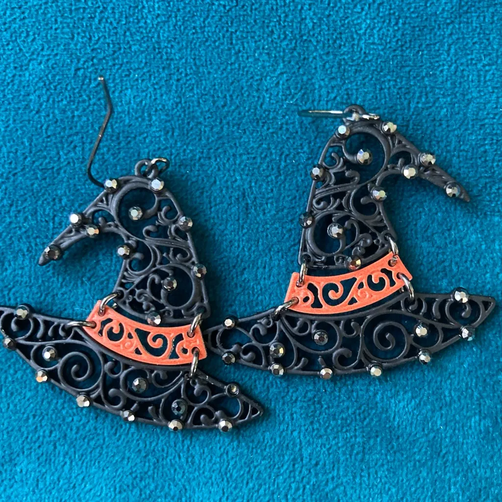 Bat and Witch Hat Earrings Halloween Bundle Black - Image 2