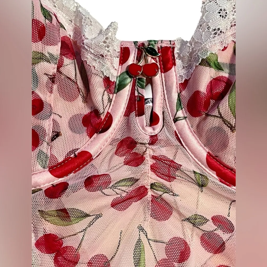 NWT Victoria's Secret For Love & Lemons Perrie Teddy w/Cherries Valentines Day M - Image 3