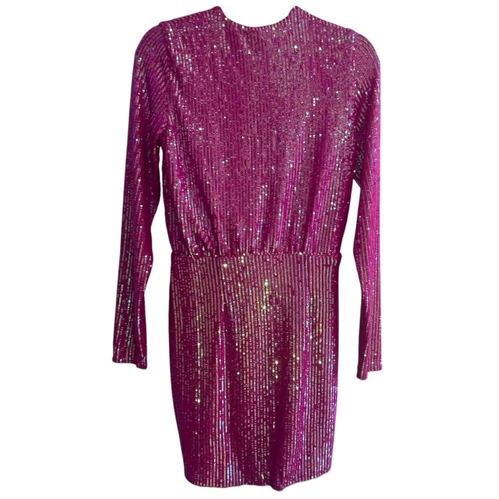 NEW NWT Show Me Your Mumu Party Hop Long Sleeve Sequin Mini Dress Pink Disco - Image 6
