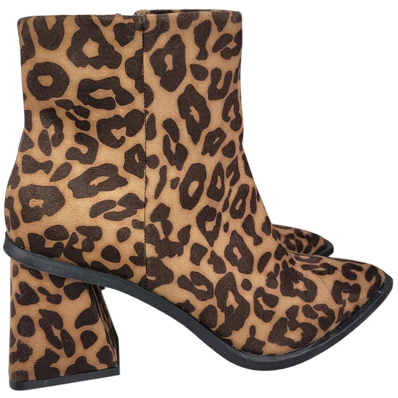 BP Loren Leopard Print Ankle Boots Block Heel Pointed Toe‎ Side Zip Closure 6 - Image 10