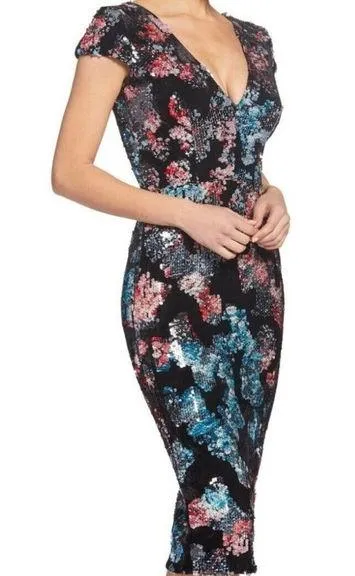 Dress The Population Black Multi Sequin Velvet Sheath Dress - Image 1