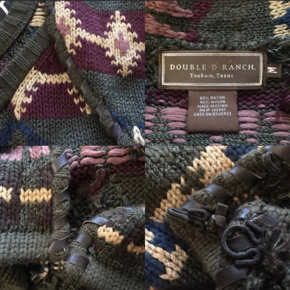 Double D Ranch Western Printed Knit Vest Green Size M - Image 8