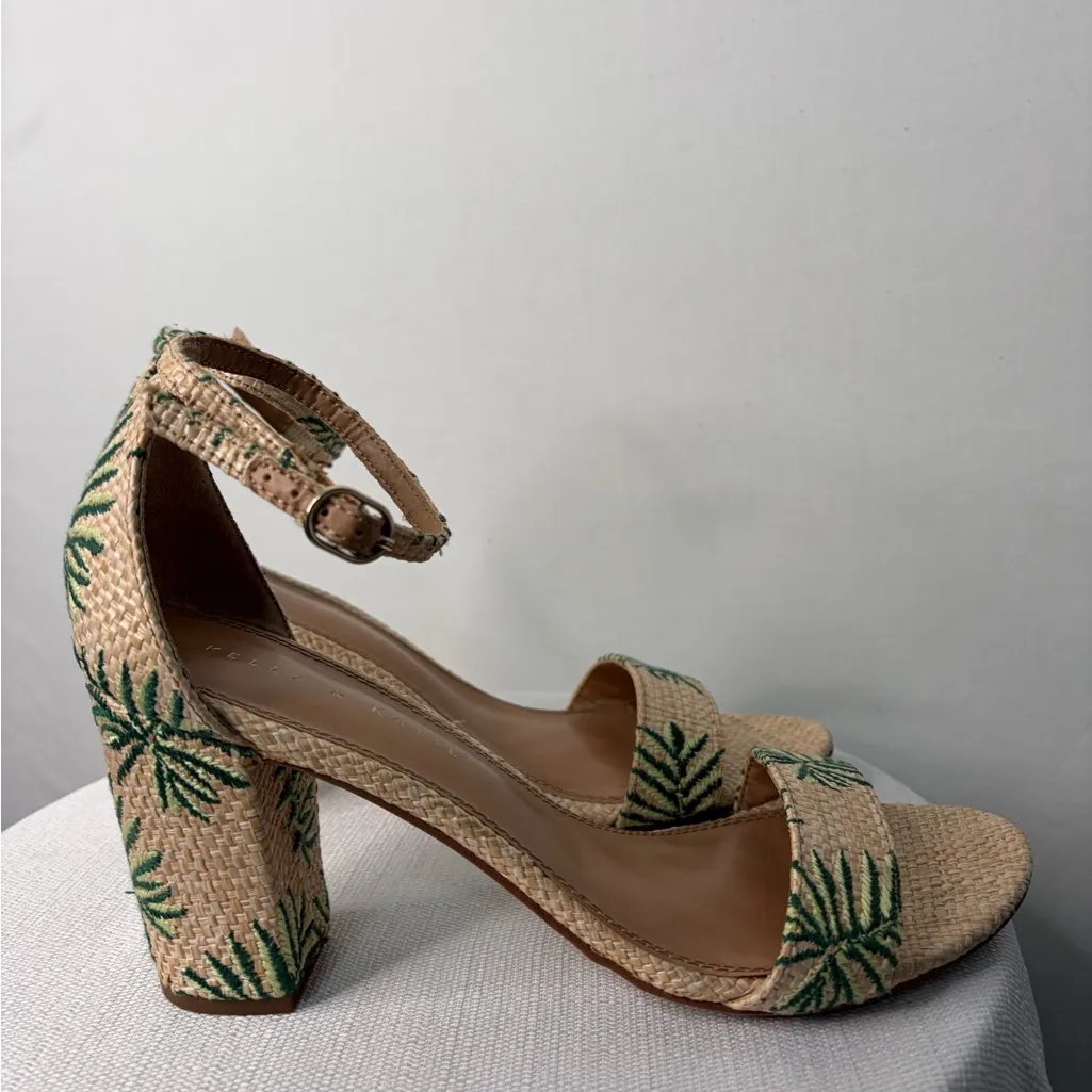 Kelly & Katie Hailee Palm Embroidered Block Heel Sandals Size 9(B116) - Image 7