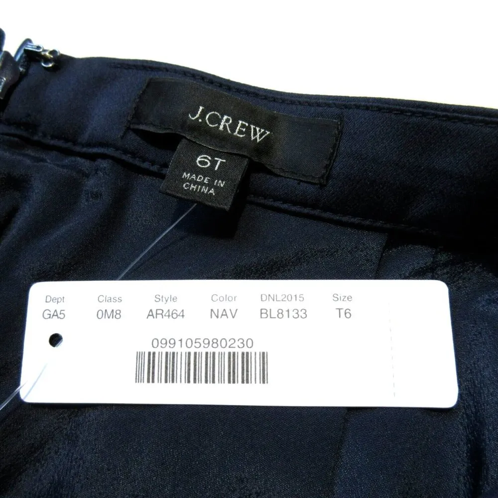 NWT J.Crew Tall Pleated Midi in Navy Blue Satin A-line Flared Skirt 6T $98 - Image 4