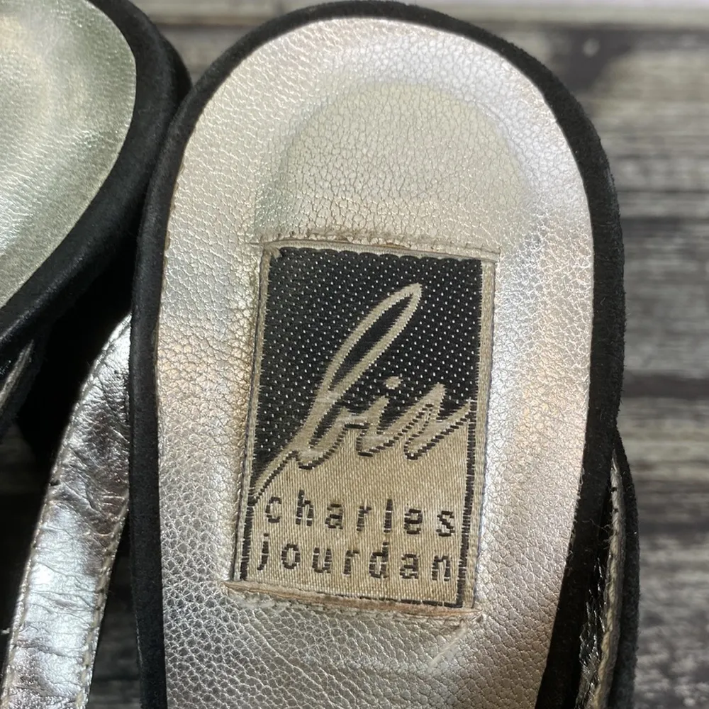 Charles Jourdan black Cutout suede Strappy Open Toe Heel shoes 7 - Image 8
