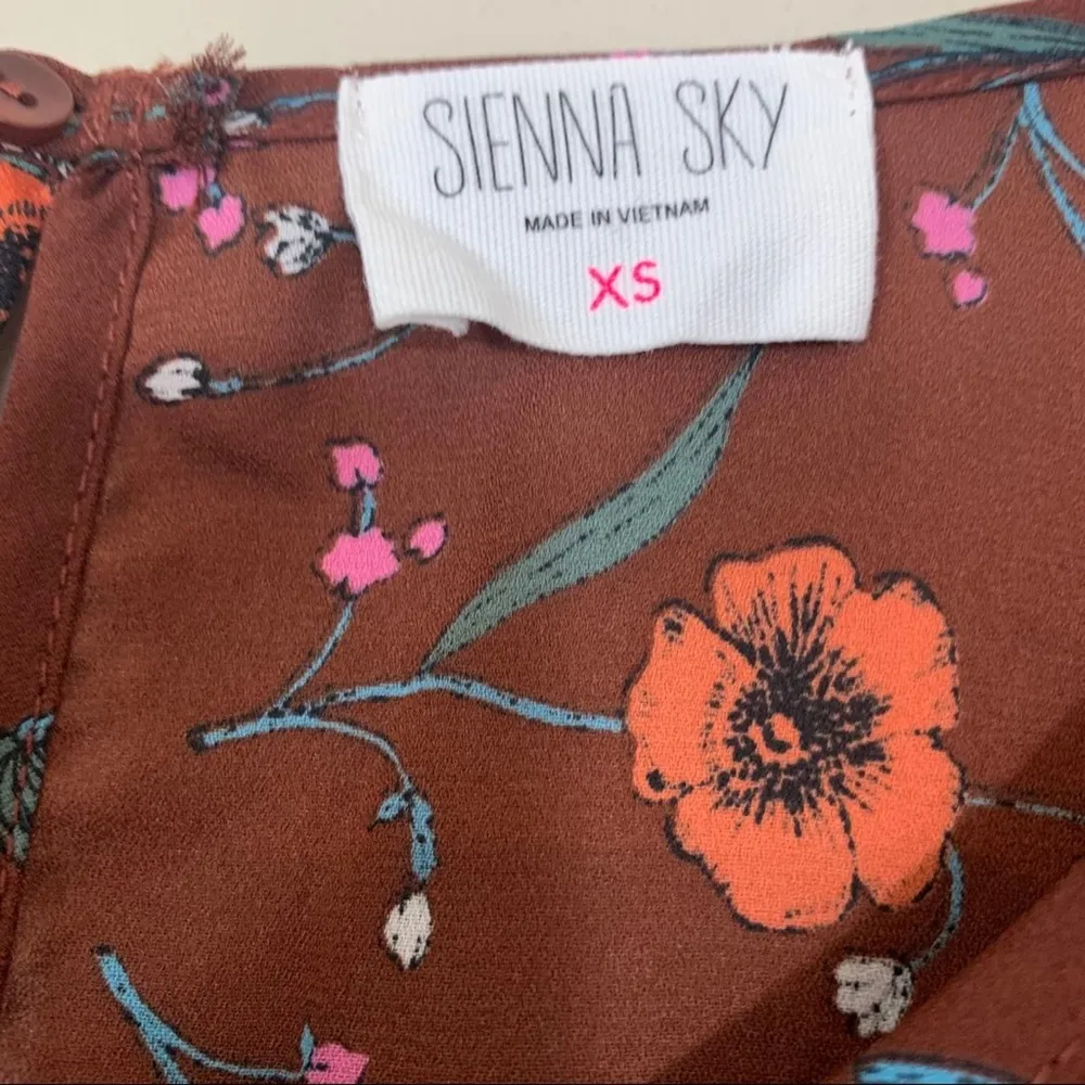 Sienna Sky Brown Floral Bell Sleeve Boho blouse - Image 2