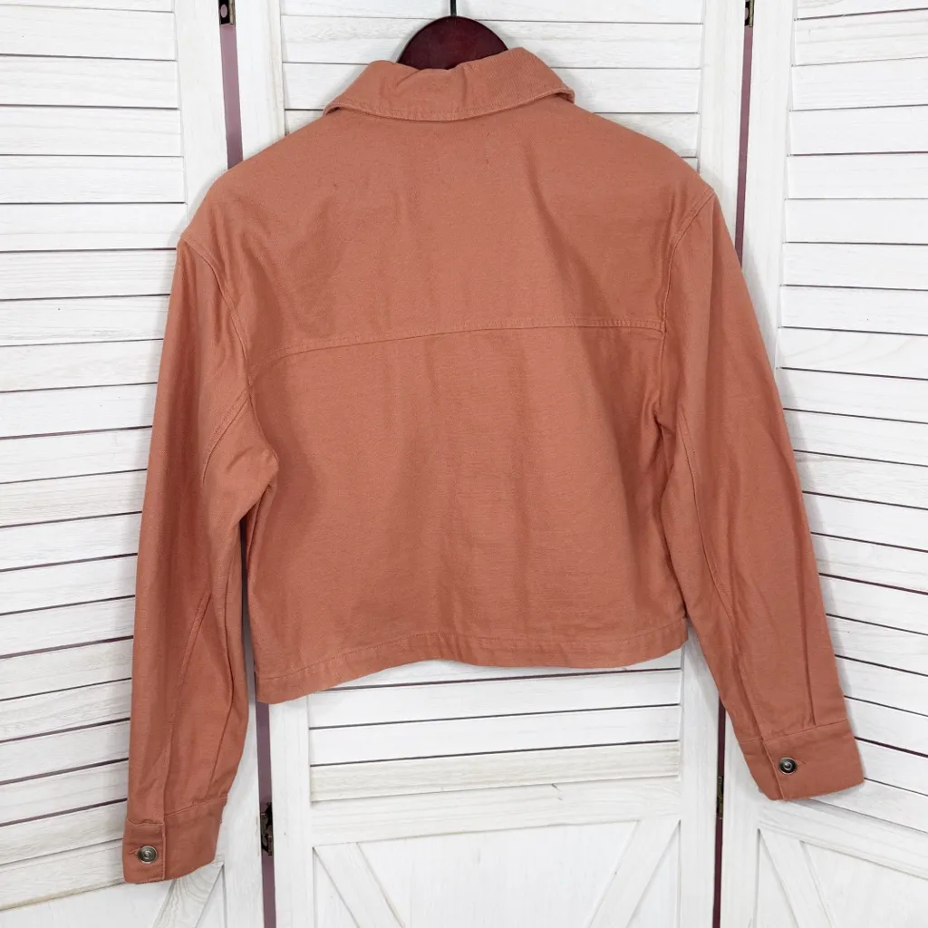 Nine West Denim Cropped Trucker Jacket Burnt Orange Small - Image 8