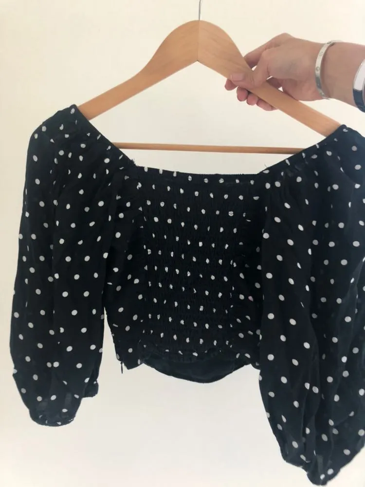 ZARA Black Polka Dot Top  - Image 4