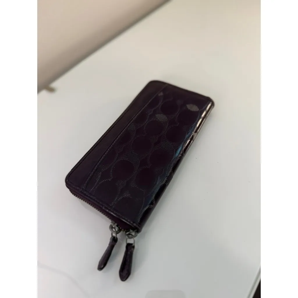 Coach Signature Embossed Zip Around Long Wallet – Purple - Image 5