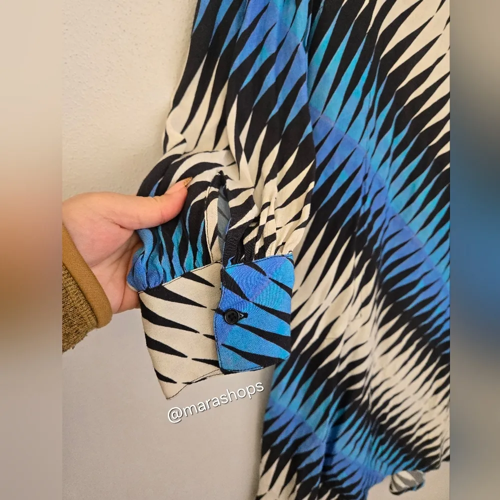 Essentiels Antwerp Balloon Sleeve Shirtdress Blue Size M - Image 5