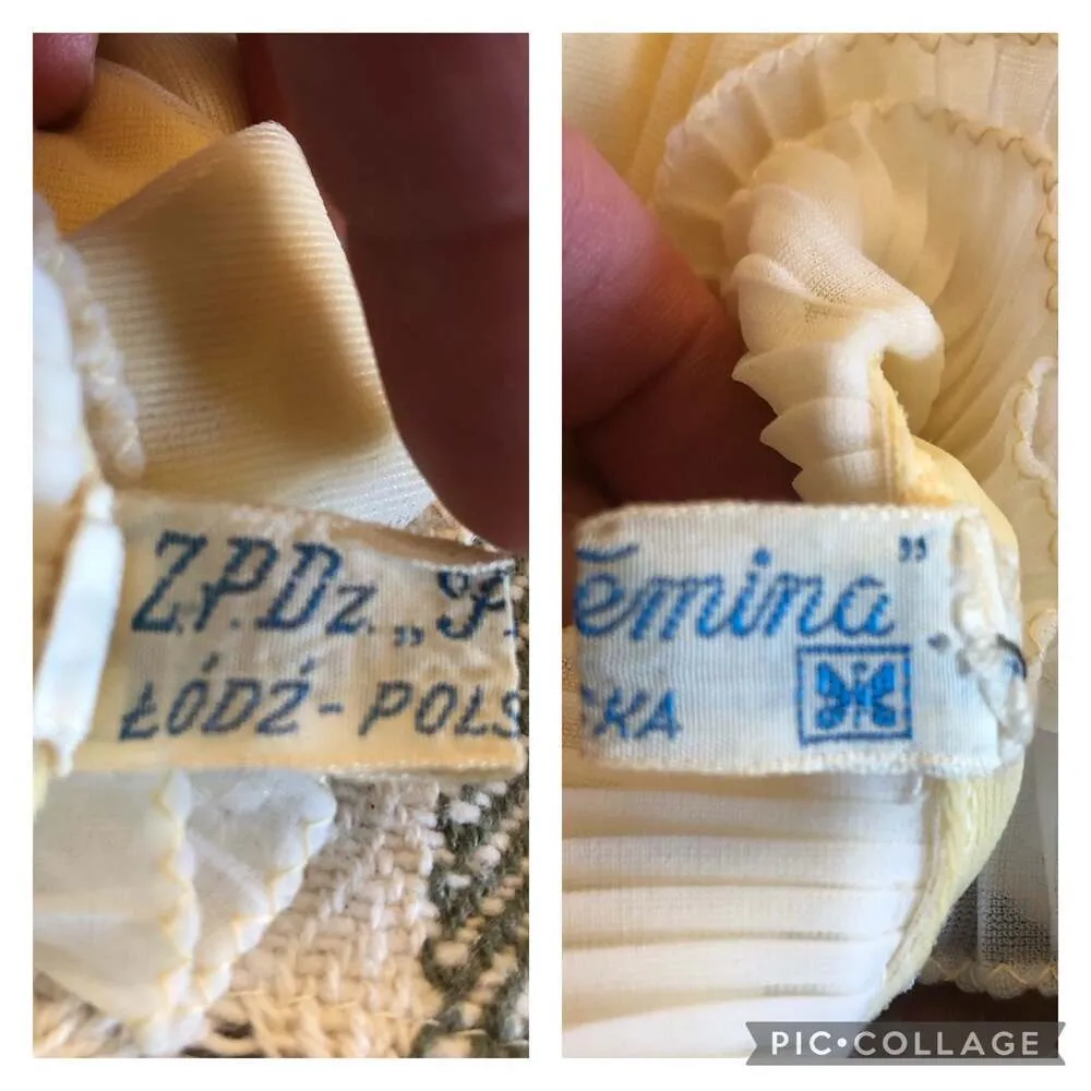 Vintage Victorian Frilled high neck tulle robe in yellow & white size 5 - Image 11