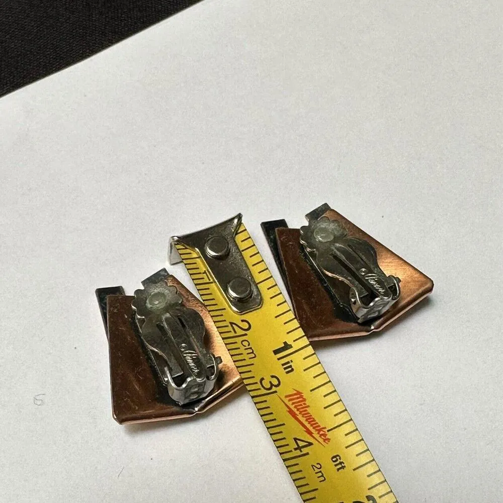 Renoir Oxidized Copper Modernist Clip On Earrings Signed - Image 9