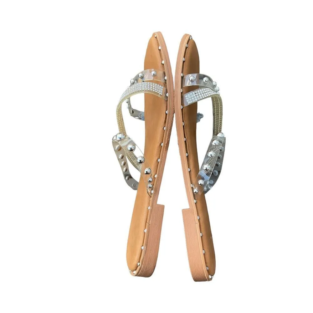 Nicole Miller New York Strappy Studded‎ Rhinestone Slip On Sandals Size 10 - Image 6