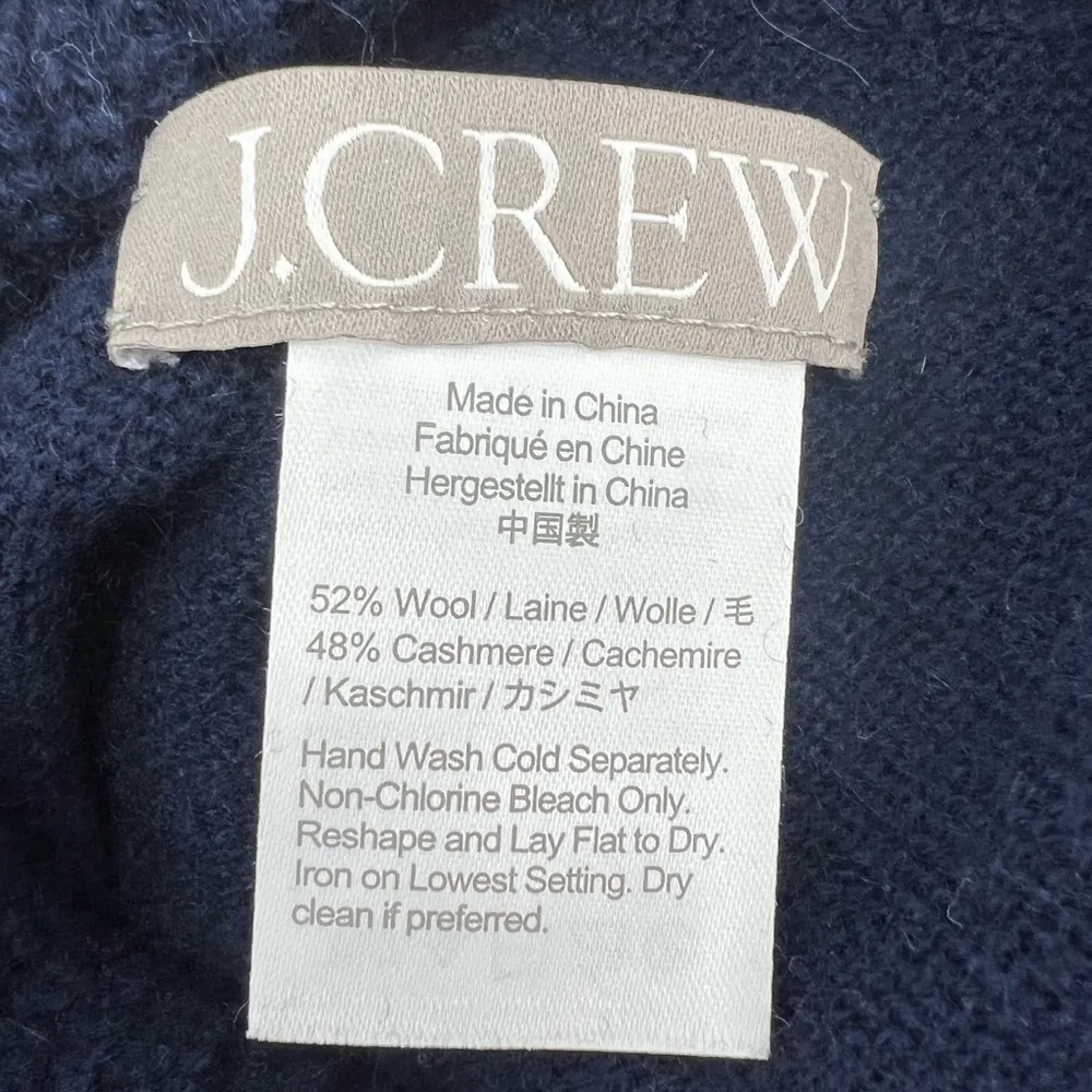 J. Crew Wool-cashmere blend turtleneck poncho Navy - Image 6