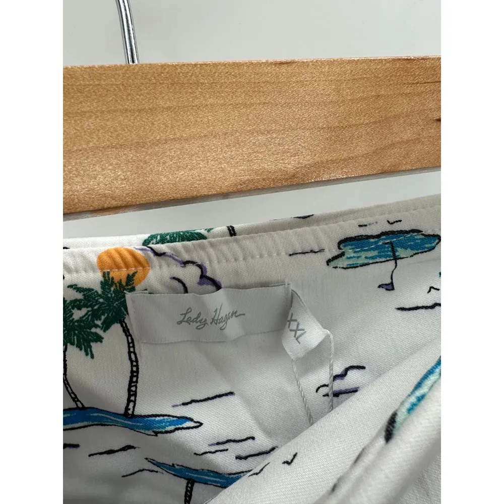 Lady Hagen Skirt Women XXL NWT White Blue Island Multi 17" Tummy Control Skort - Image 6