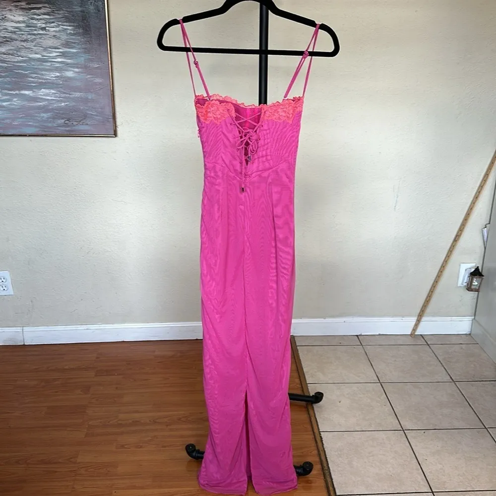 HOUSE OF CB 'Aiza' Raspberry Lace Trimmed Maxi Dress NWOT size‎ XS - Image 12
