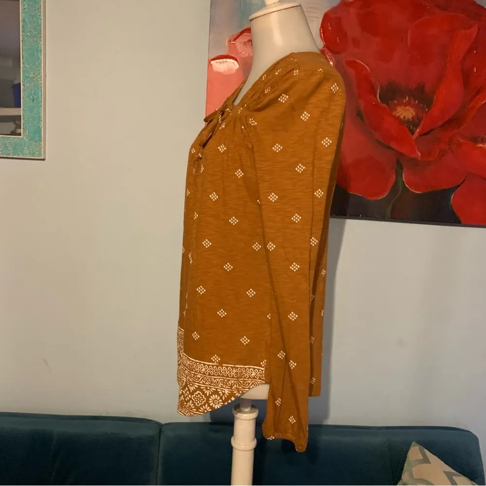 New NWT Lucky Brand Top Size S Small Rust Tassel Popover Boho  Blouse Rtl $50 - Image 3