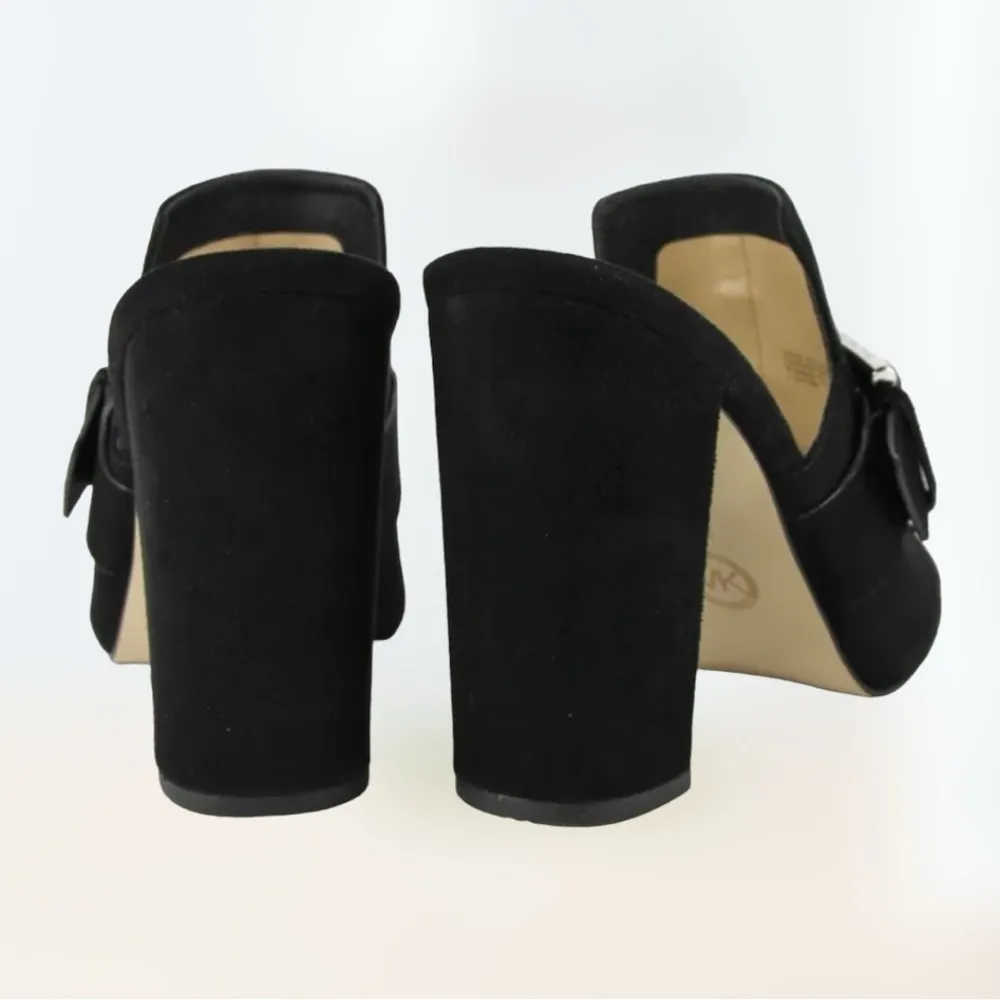 Michael Kors Women Black Cooper Mule Suede Slip-on Open Toe Chunky Heels Sz 8 M - Image 2