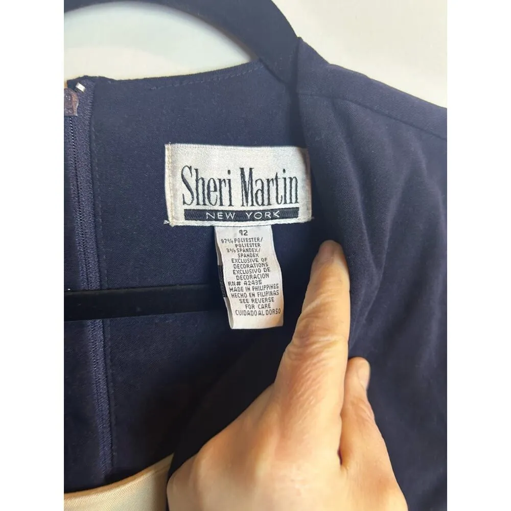 Sheri Martin Vintage Dress Navy White Retro Cottage Cottage Core Size 12 - Image 2