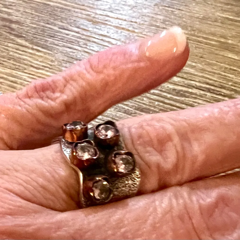 Handmade Vintage Sterling Silver and Copper Gemstone Ring - Image 7