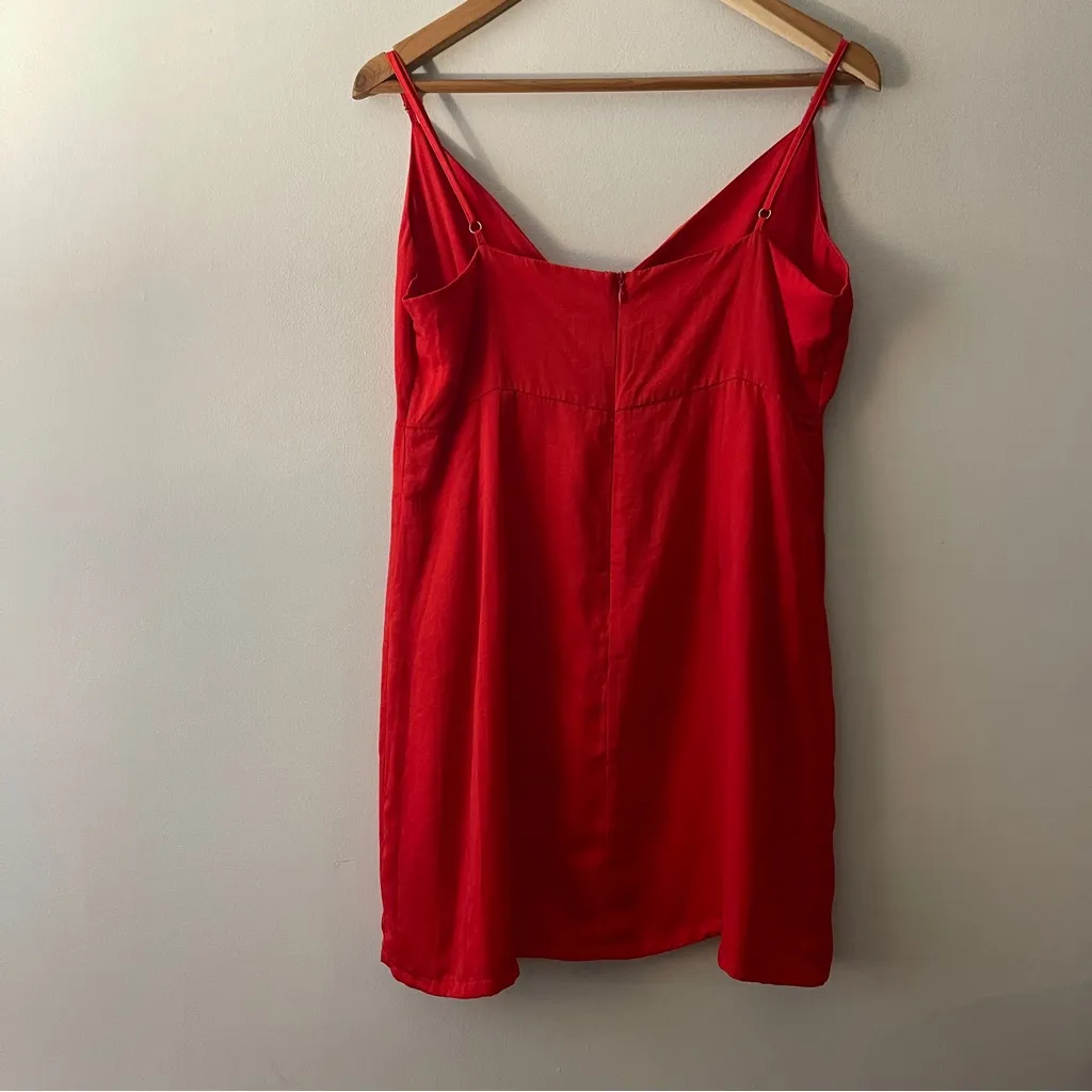 Urban Outfitters Red Mini Dress Size Large Women’s Tie Front Cute Girly Gameday - Image 4