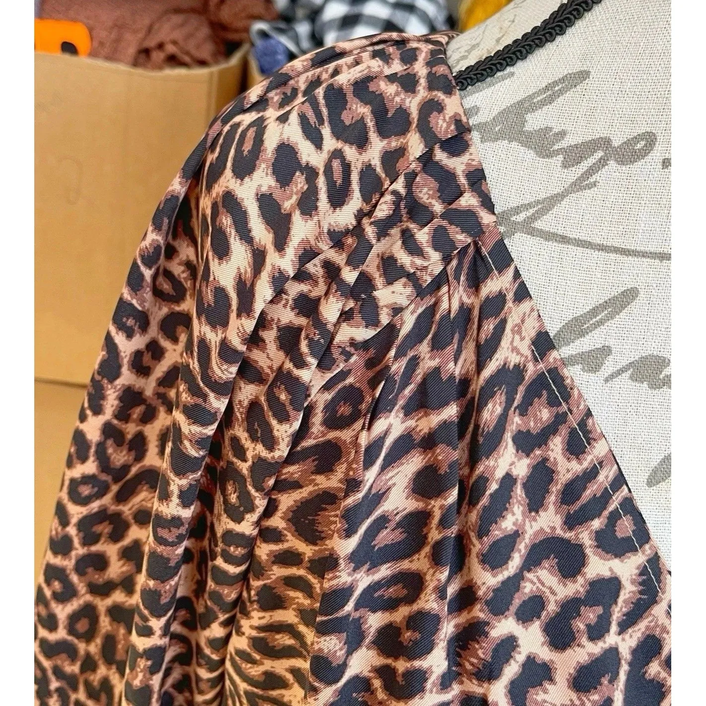 Loft Womens Blouse Sz Small Animal Print Leopard Safari Fall Autumn Brown Y2k - Image 7