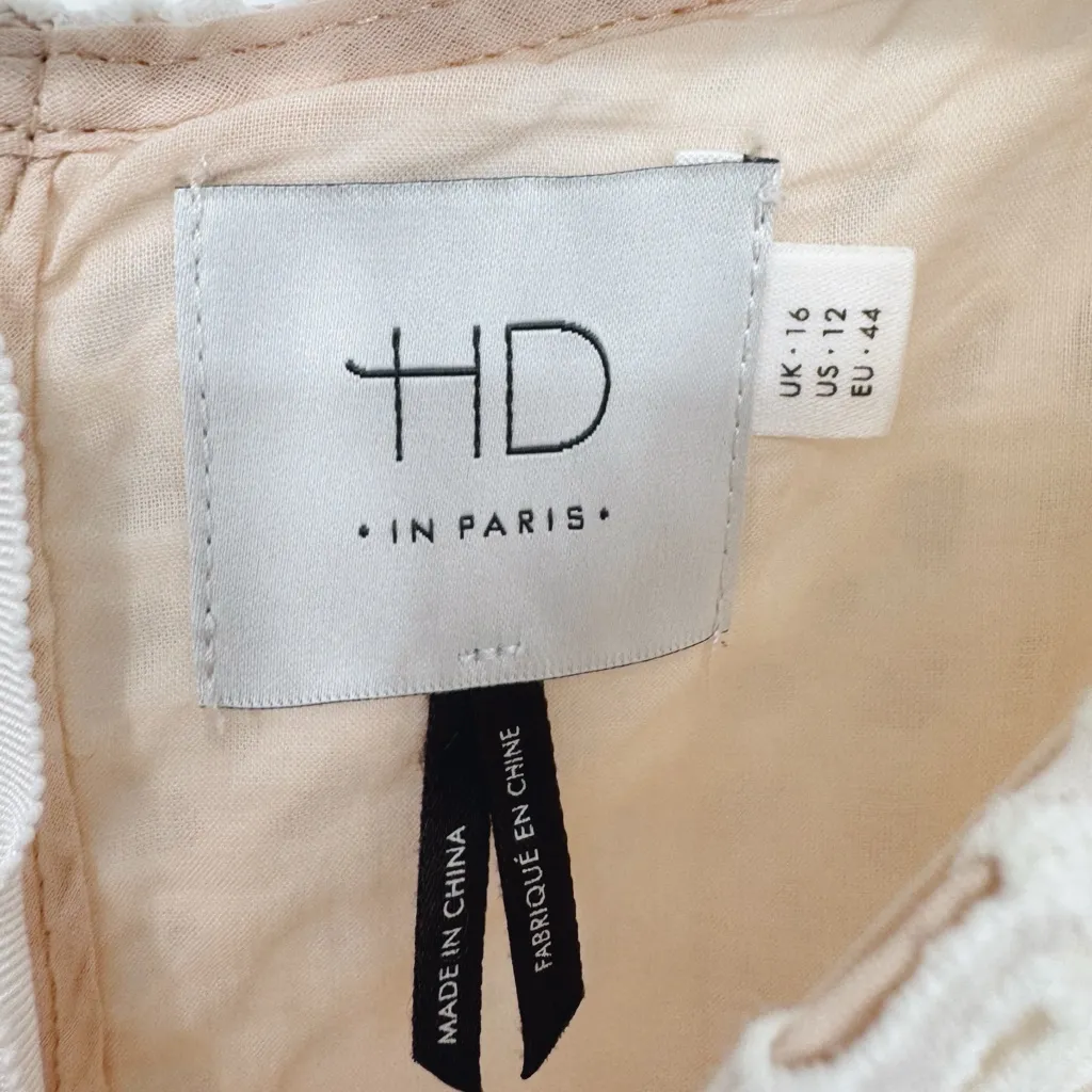 Anthropologie HD in Paris Dress Georgia Eyelet Embroidered Ruffle Dress Size 12 - Image 7