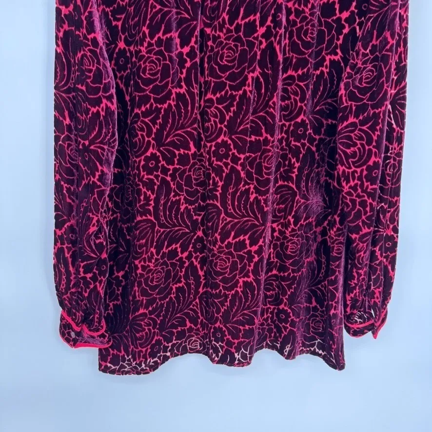 Sundance Button Front Top Womens M Red Silk Blend Velvet Vamp Whimsigoth Holiday - Image 8