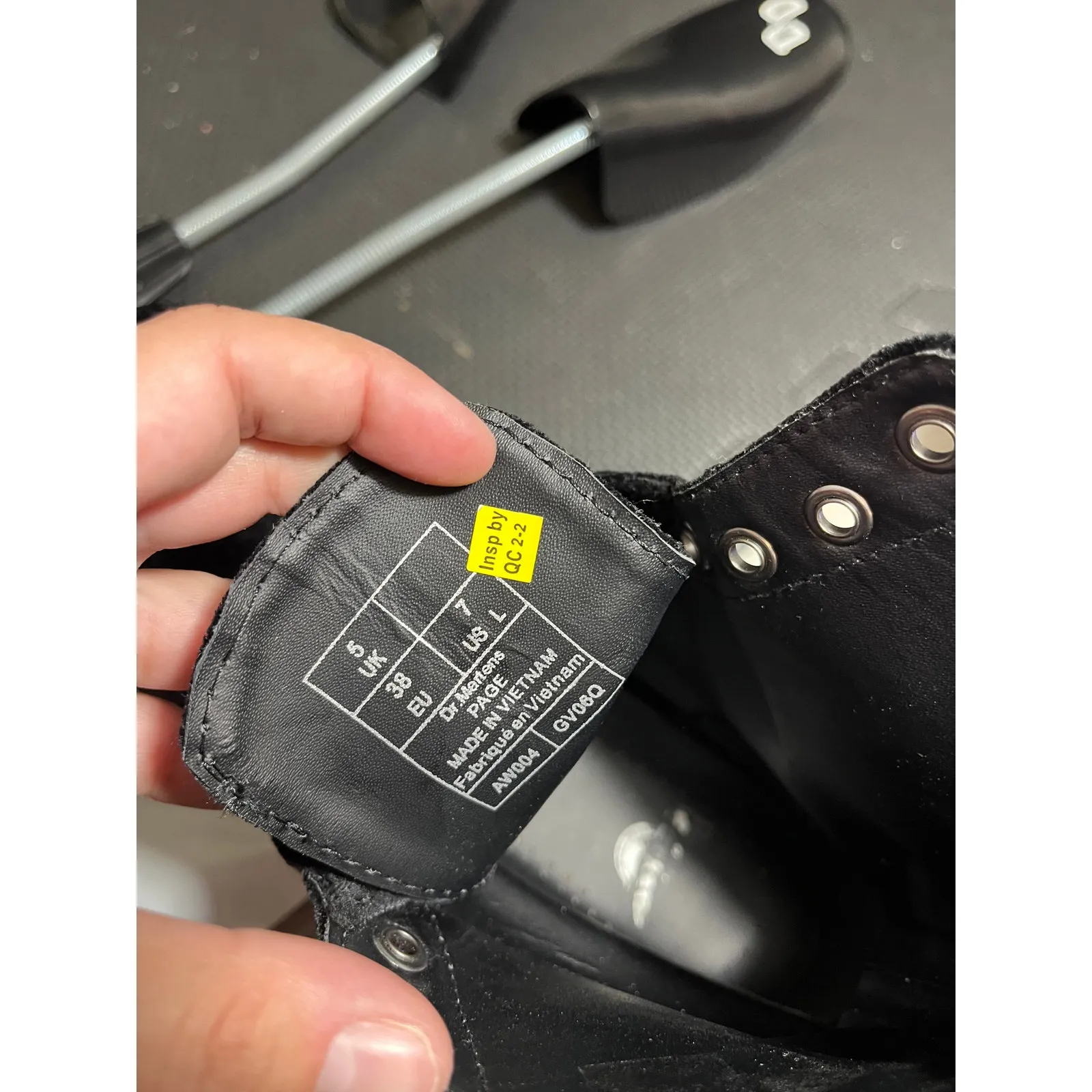 Doc Dr Martens Page Black Velvet Combat Boots Womens‎ Size 7 Grunge Moto Emo - Image 9