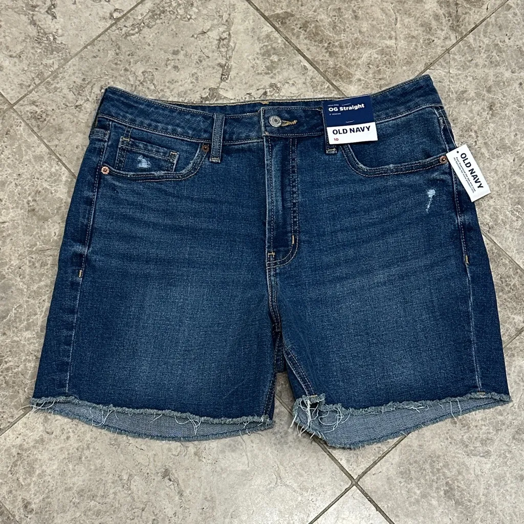 Old Navy OG High Rise Cut Off Jean Shorts Straight NEW 5” Inseam Size 10 - Image 2