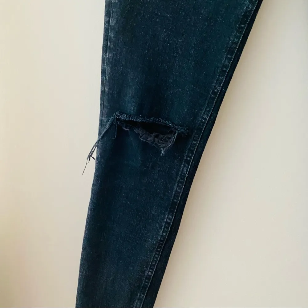 Free People High Rise Button Up Fly Skinny Denim Jeans Black Sz 26 - Image 4