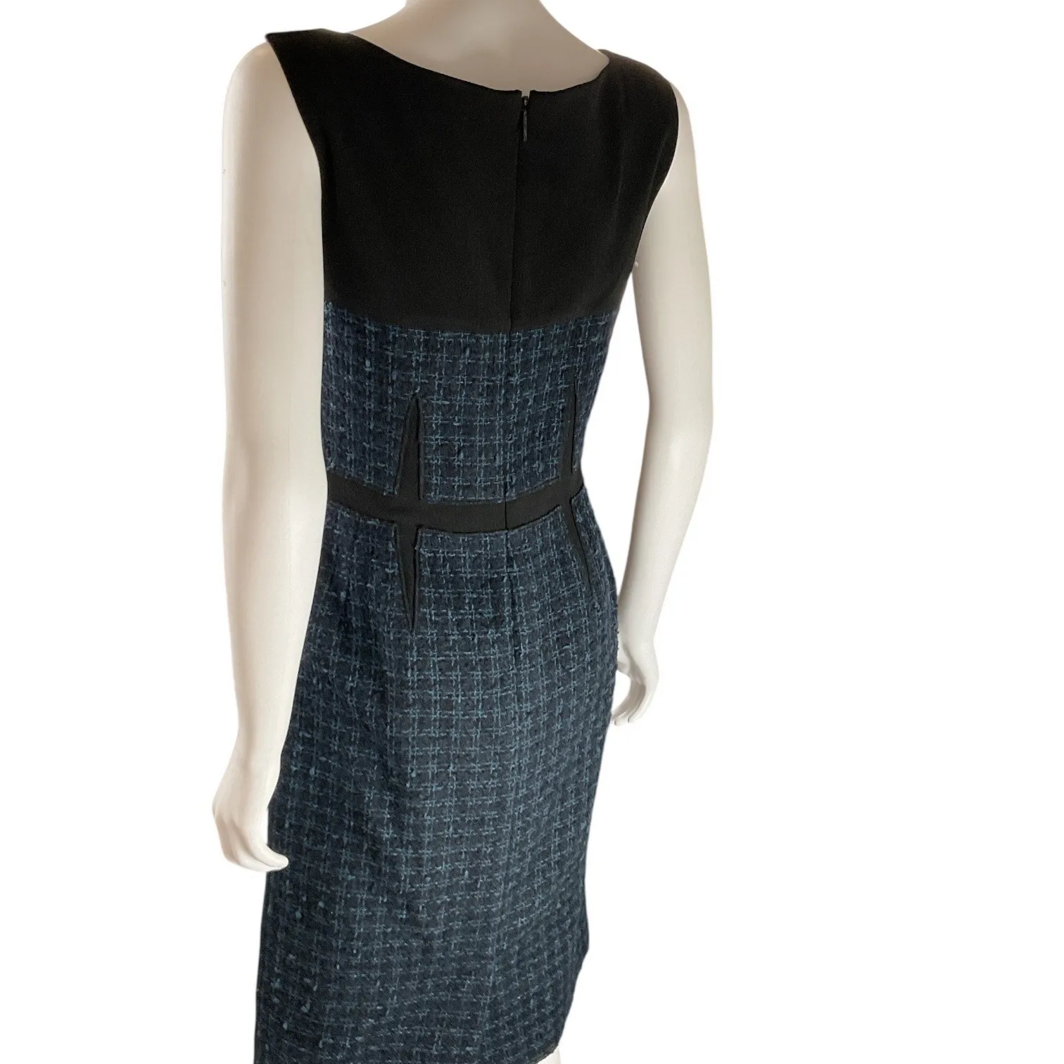ToryBurch Sleeveless‎ Tweed mohair Sheath Dress Black Boat Neck  Professional - Image 3