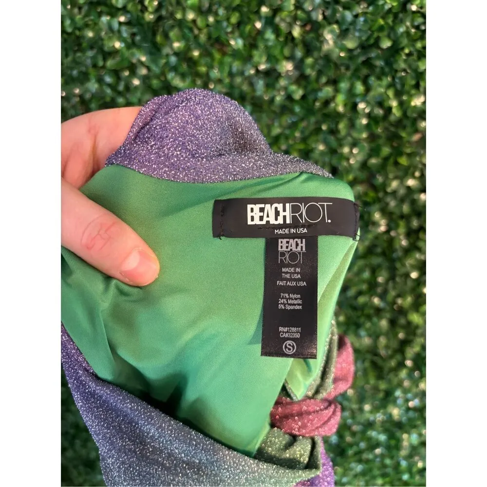 Beach Riot Claire Sparkle High Waisted Swim Bottoms Tie Side Sz Small - Image 6