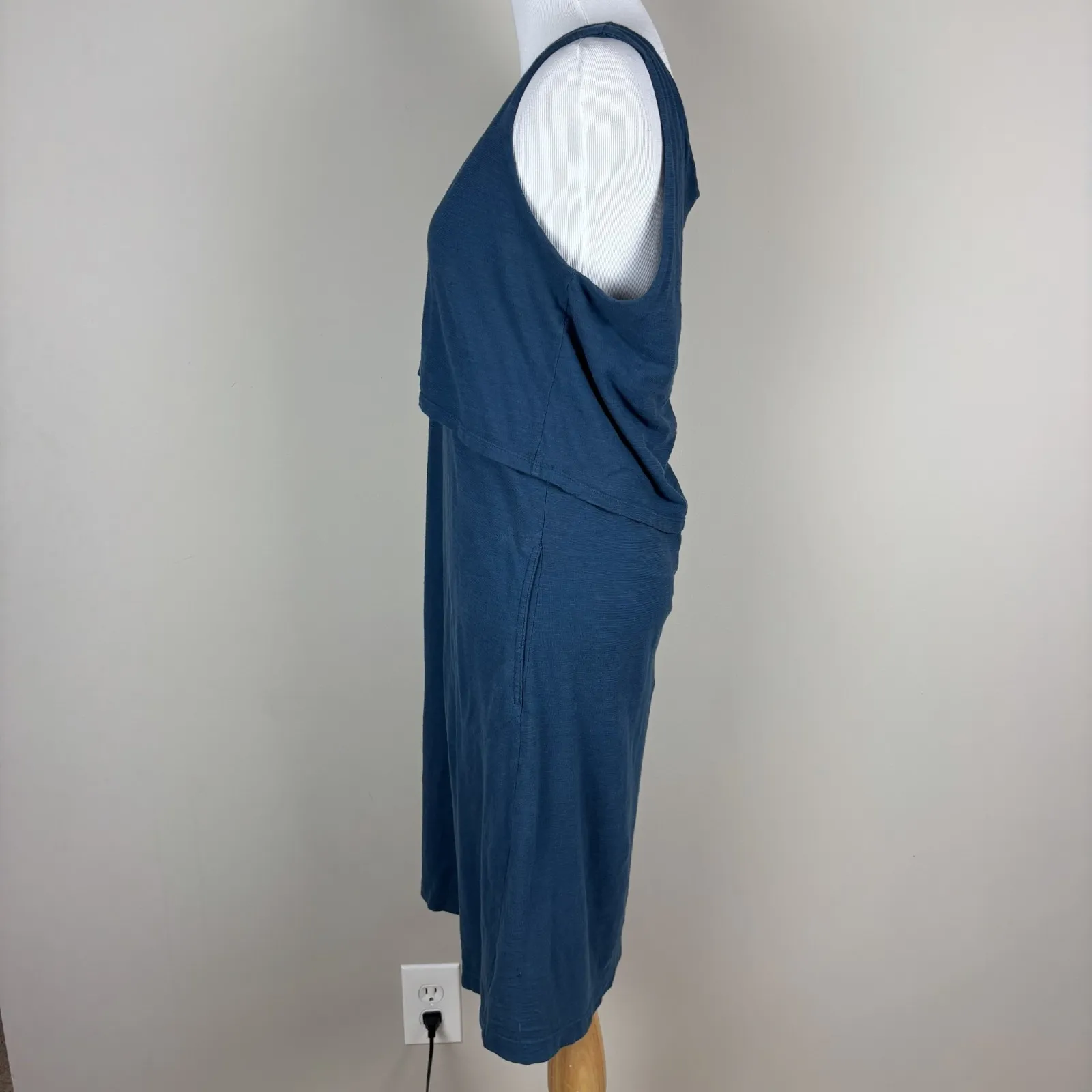 Toad & Co Paintbrush Tank Dress Womens Medium Blue Organic Cotton Knit Layered M - Image 6