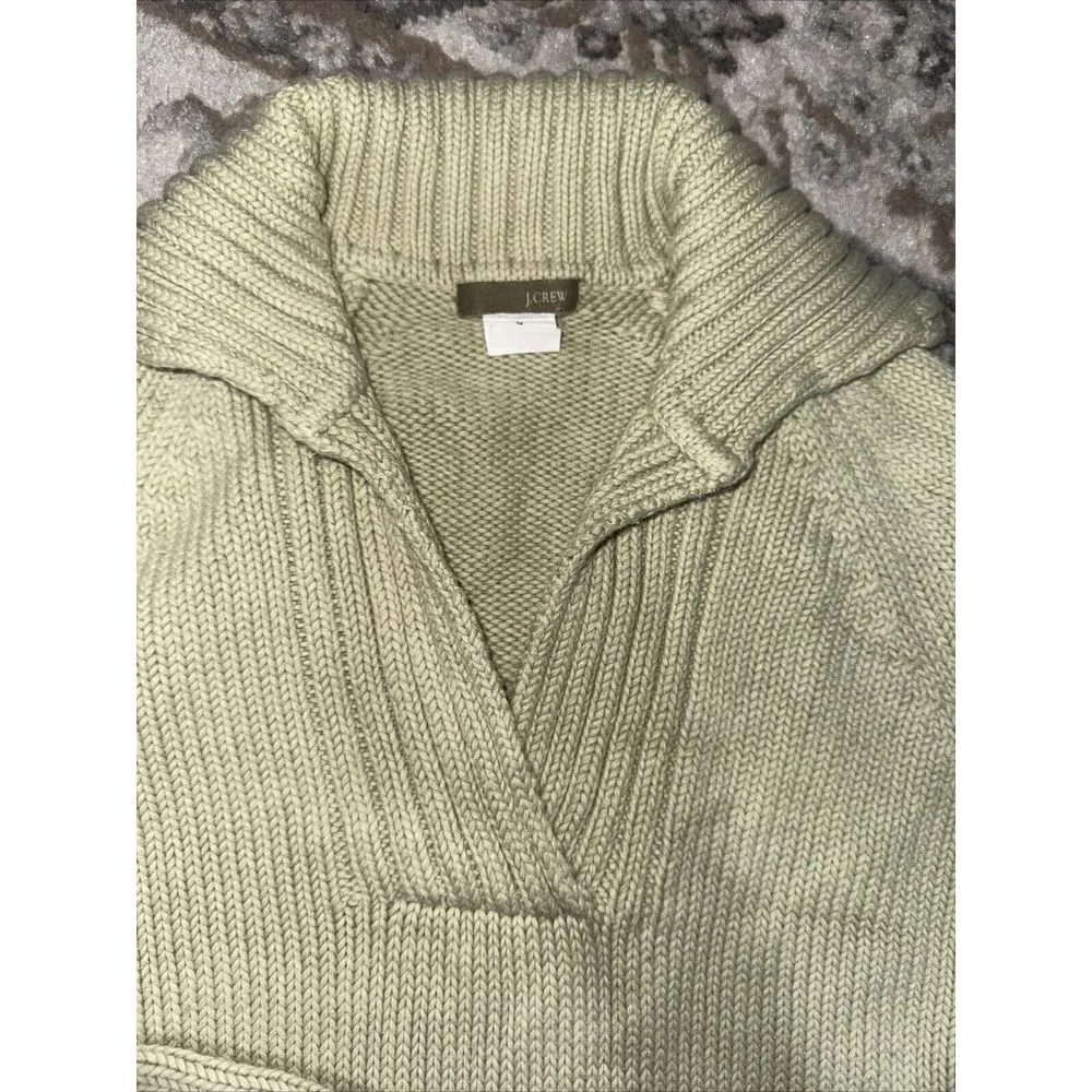 J.CREW‎ Heavy Cotton Pullover Sweater in Green Size M Chunky Knit Long Sleeve - Image 3