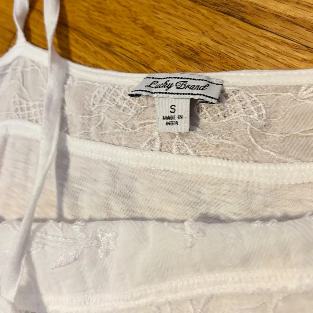 Lucky Brand Embroidered Cold Off the Shoulder Short Sleeve Top White Womens S - Image 3