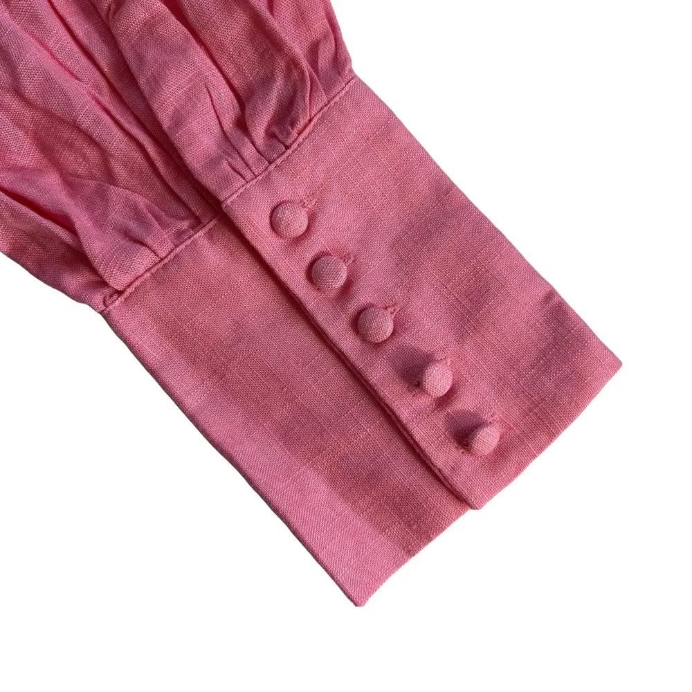 NWT Hello Molly size XL STYLE ME YOUR WAY SHIRT DRESS PINK Linen blend balloon - Image 12