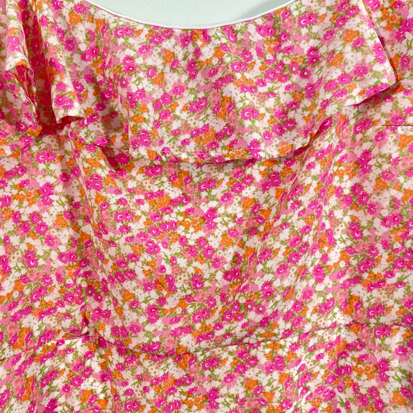 Altar'd State Women Pink Floral Strappy Ruffle Mini Dress Size XL - Image 4
