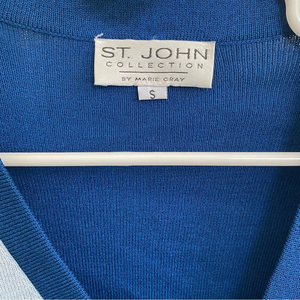 St John Knit Jacket Cardigan Blazer Sweater Button Royal Blue Santana Small - Image 5