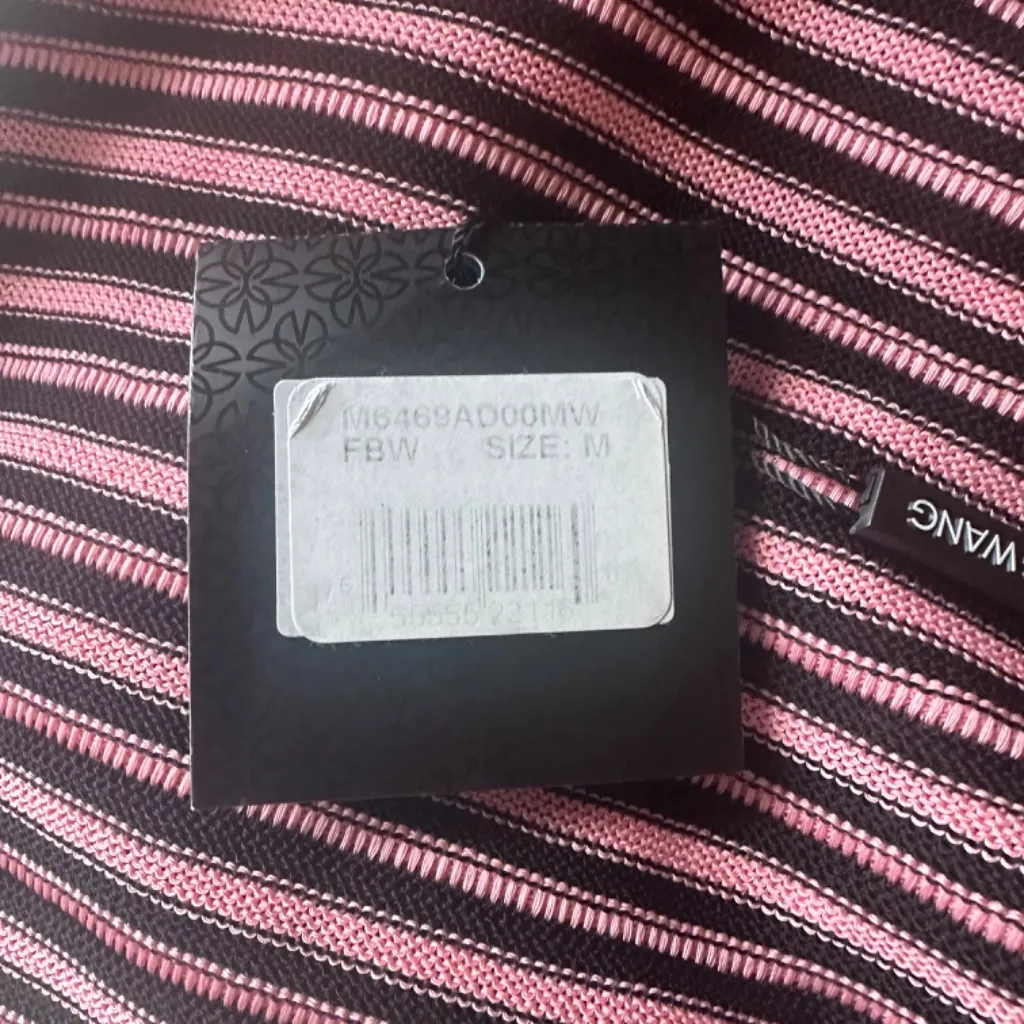 NWT Ming Wang Pink and Black Striped Side Buttoned Sweater Cardigan‎ Vest Sz M - Image 7