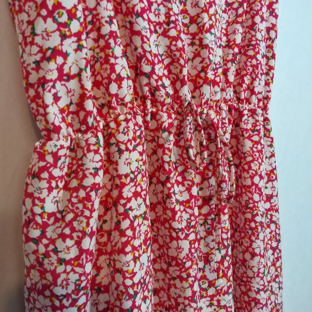 Betsy's Boutique Sassy Floral Ruffle Accented Dress Vacation Summer Size L Pink Size L - Image 3