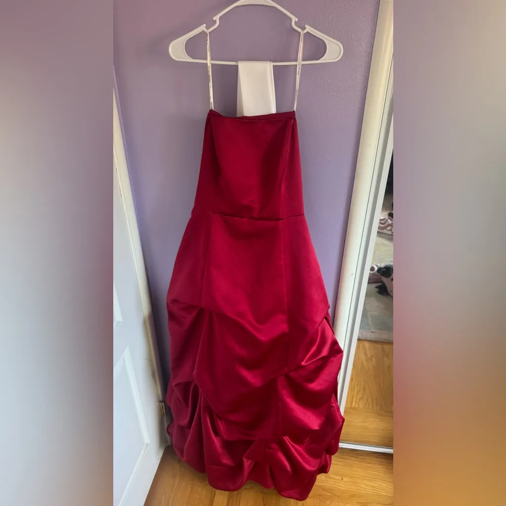 David’s bridal Red Strapless Gown - Image 3