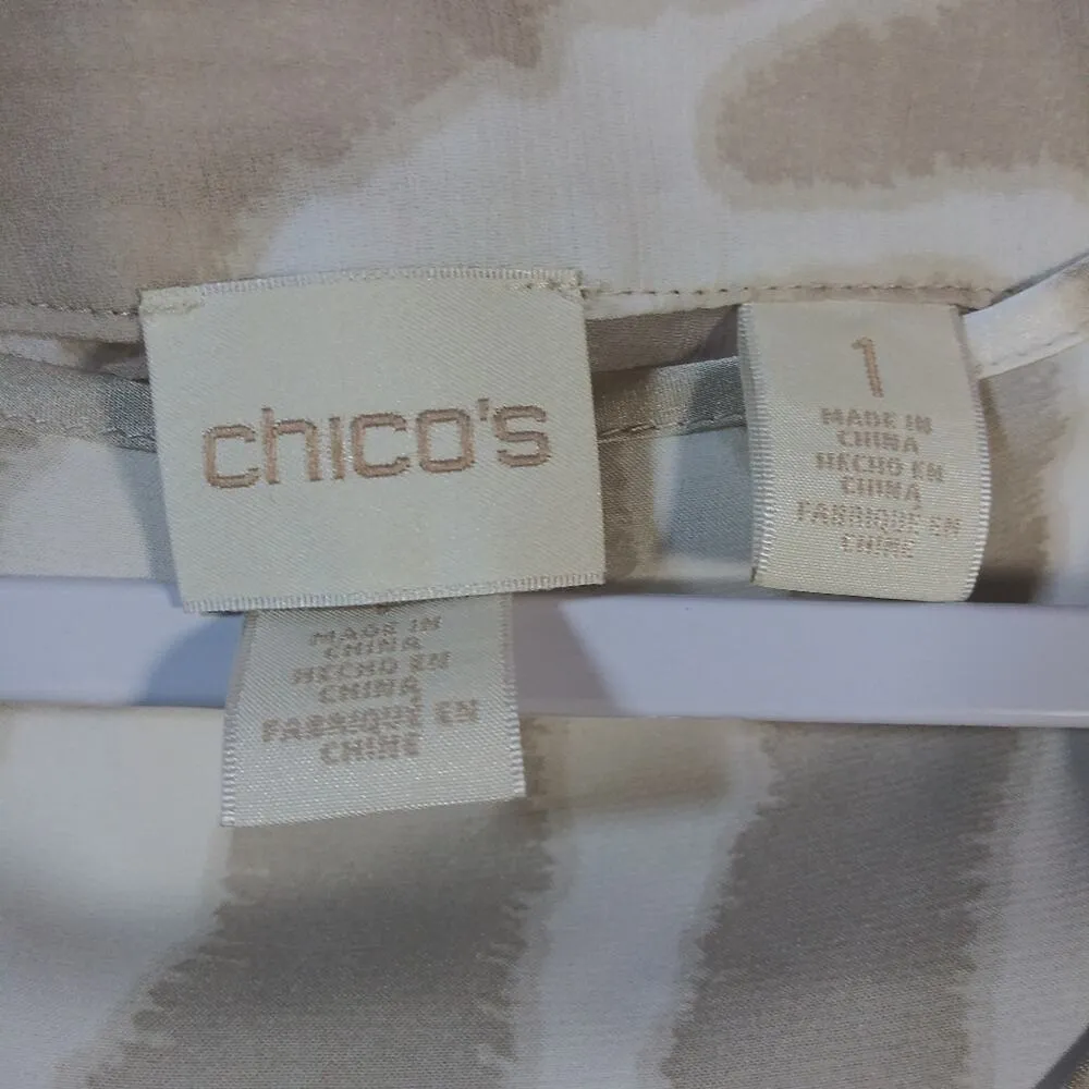 Chico's 2 Piece Tie-Dye Stripe Tunic Top Tan Cream Size M - Image 7