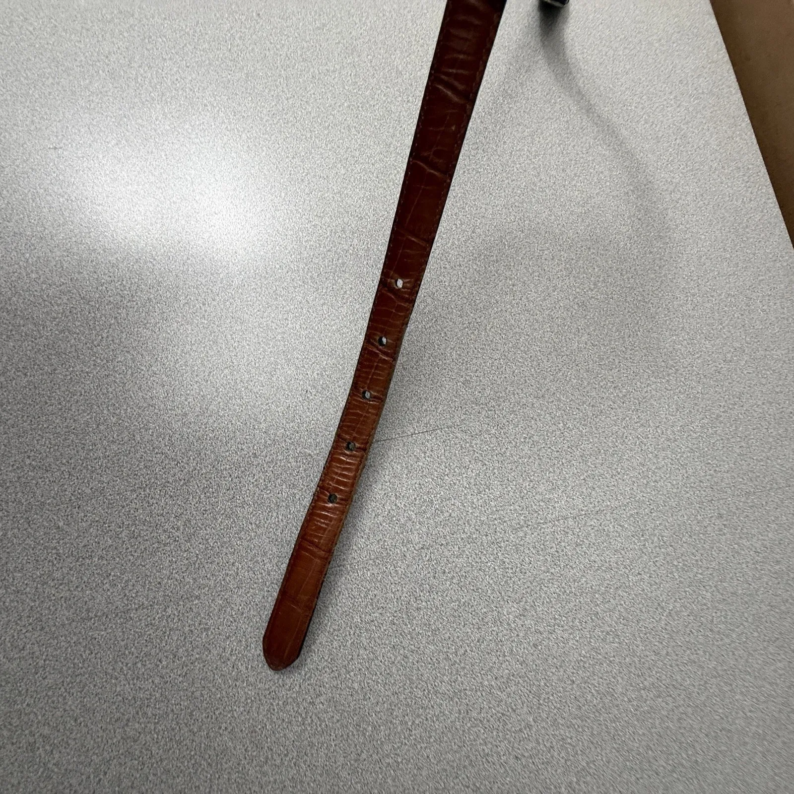 Vtg Brighton Leather Belt Womens M 30 Black Brown Reversible Croc Embossed 3/4in - Image 9