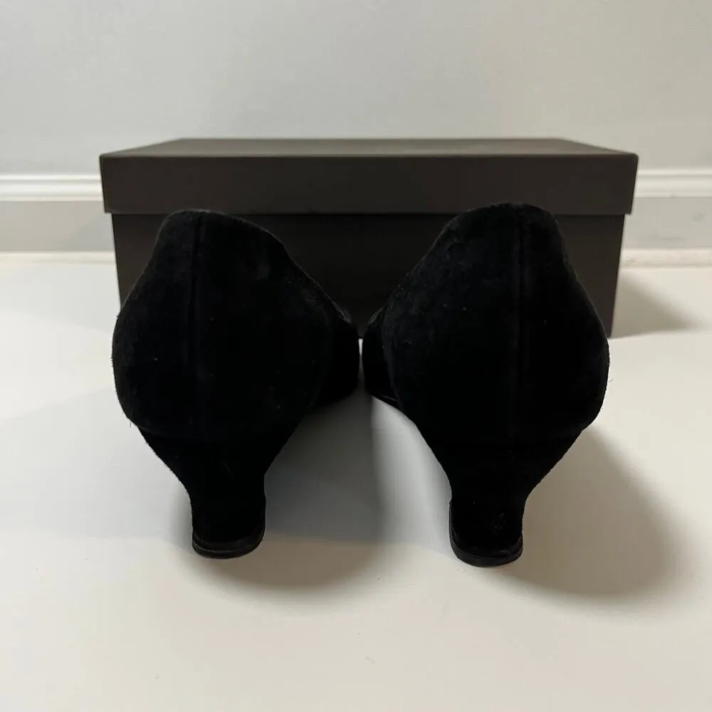 Bottega Veneta Suede Wedge‎ Pumps Kitten Heel Black Size 36 Round Toe Y2K Luxury - Image 4