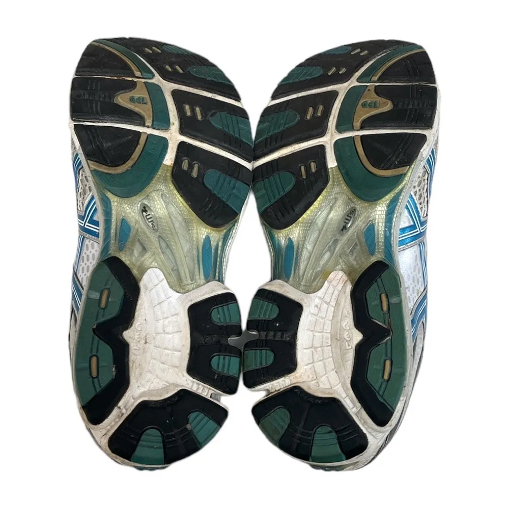 ASICS Gel-Kayano 16 Running Shoes White Blue Silver Size 10.5 - Image 6