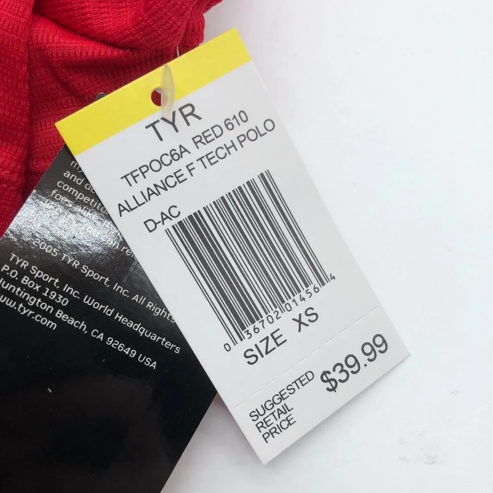 TYR Womens Alliance Tech Polo Shirt Short Sleeve Mesh Red XS - Image 3