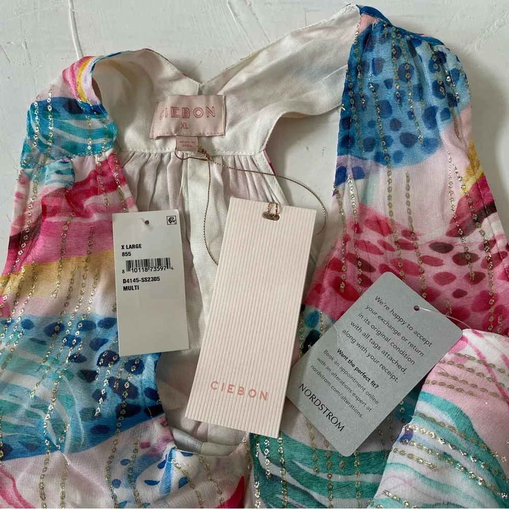 CIEBON Cece Floral Metallic Maxi Colorful Dress Size XL - Image 5