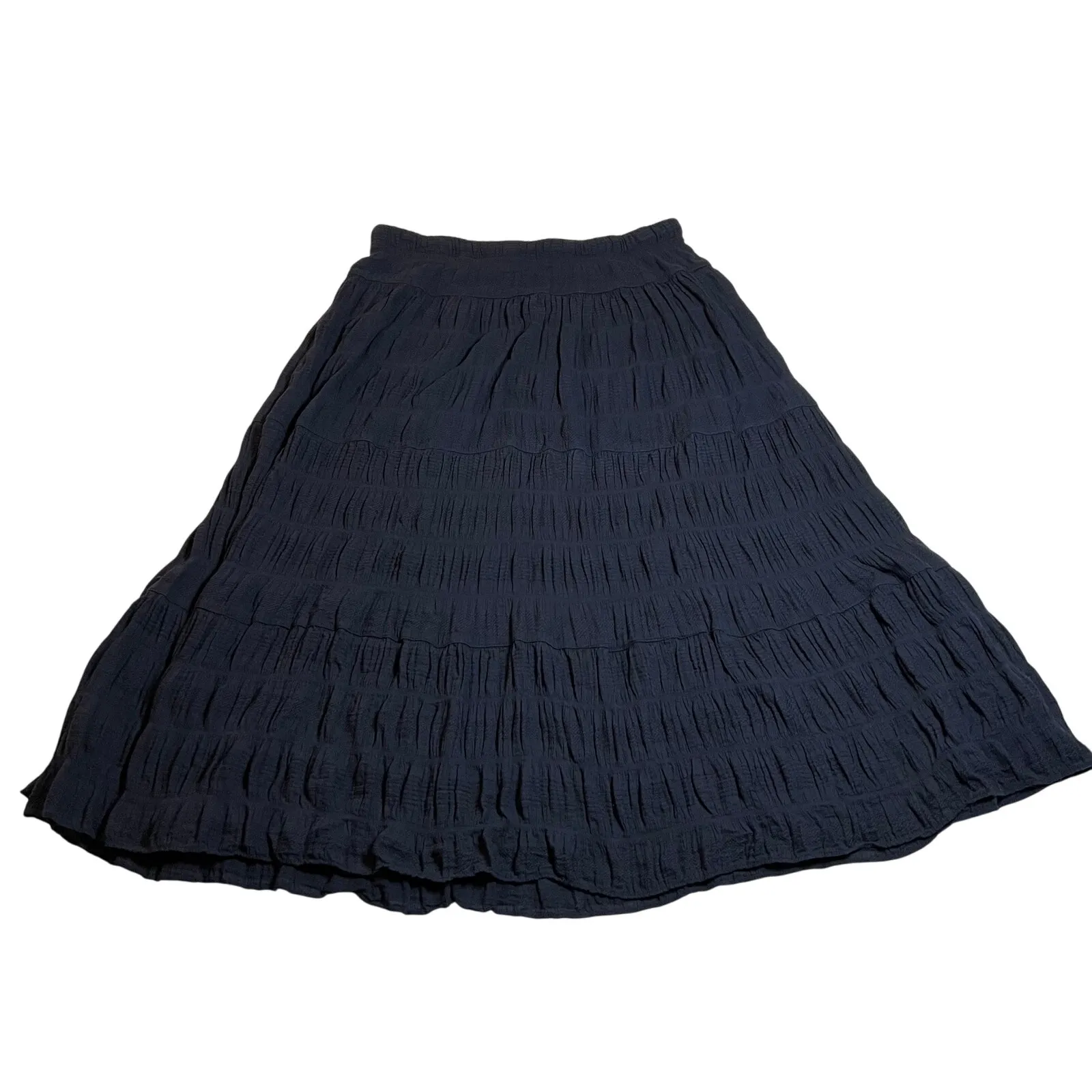 Max Studio Tiered Midi Skirt Size L Prairie Cottagecore Coastal Boho Festival - Image 2