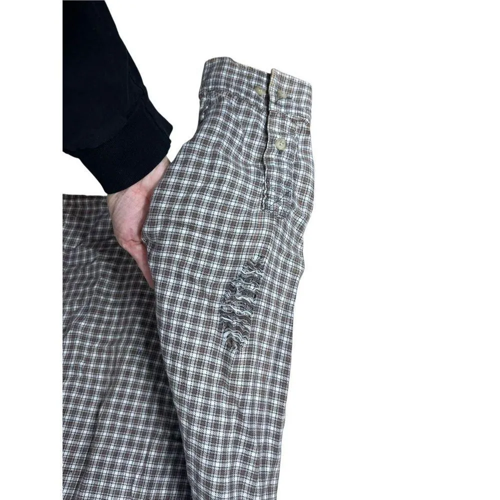 American Eagle Cropped Hooded Flannel Shirt Plaid Size XL - Image 9